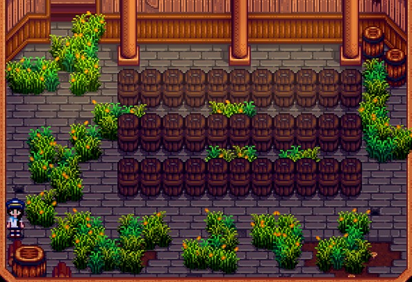 Stardew Valleyの建物内に牧草